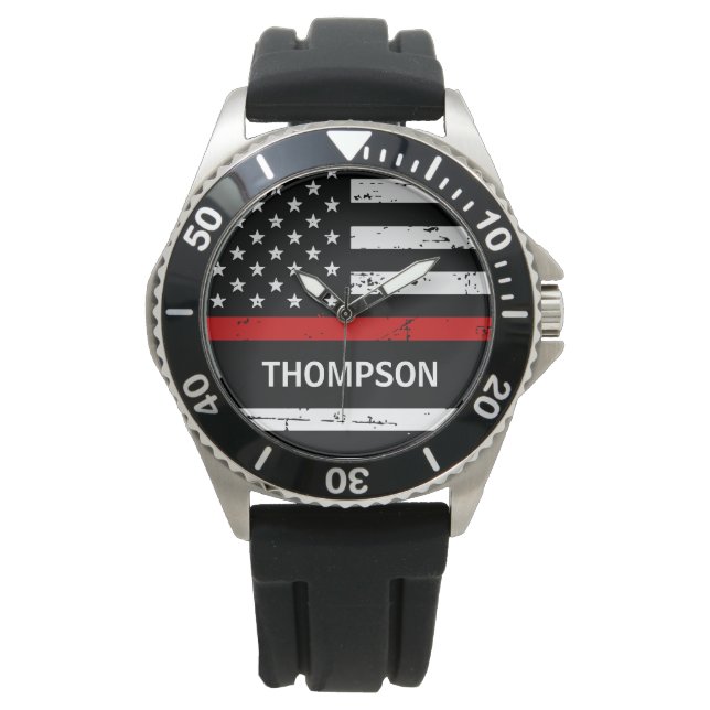Personalisierter Name des Feuerwehrmanns der dünne Armbanduhr (Vorderseite)
