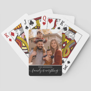 Personalisierter Name des Fotos Schwarz Spielkarten