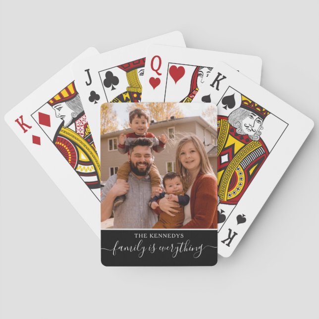 Personalisierter Name des Fotos Schwarz  Spielkarten (Rückseite)