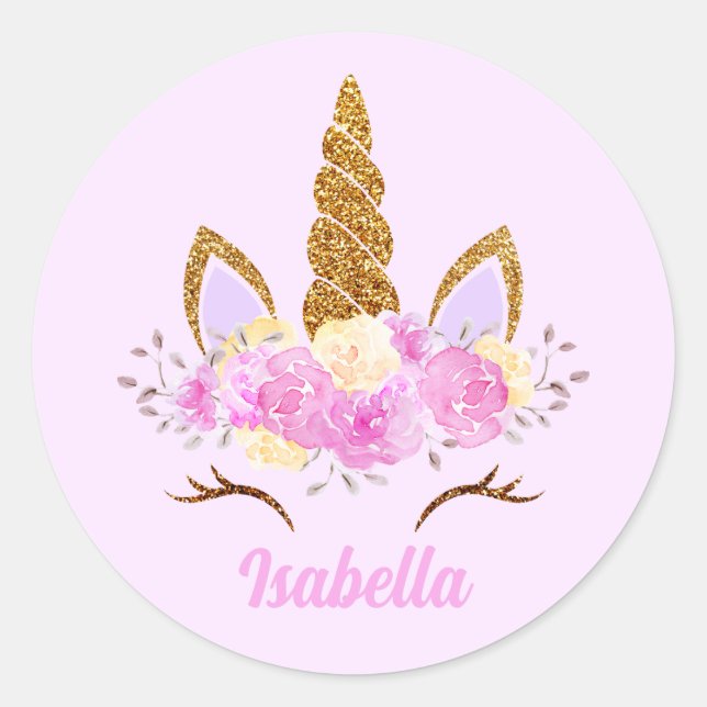 Personalisierter Name des geflochtenen, blumengesc Runder Aufkleber (Vorderseite)