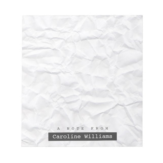 Personalisierter Name des gerümmelten Weißpapierte Notizblock (Vorderseite)