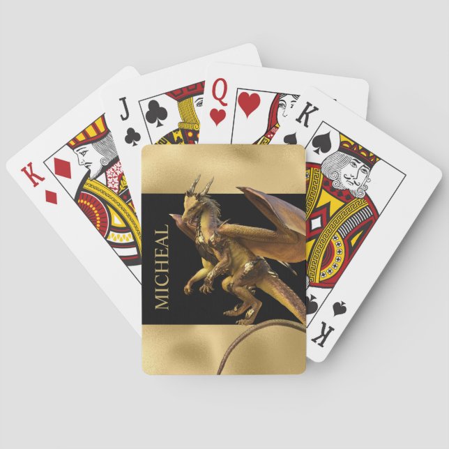 Personalisierter Name des Golddrachen Spielkarten (Rückseite)