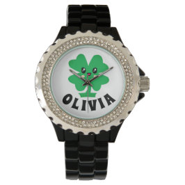 Personalisierter Name des grünen Kleeblatts Überwa Armbanduhr