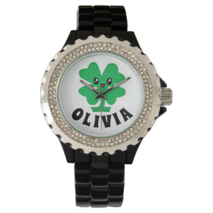 Personalisierter Name des grünen Kleeblatts Überwa Armbanduhr