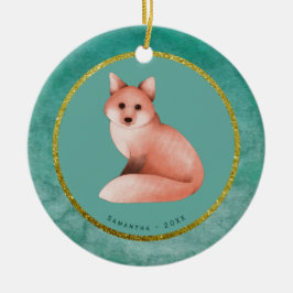 Personalisierter Name des Grünen Weihnachtsfochs Keramik Ornament