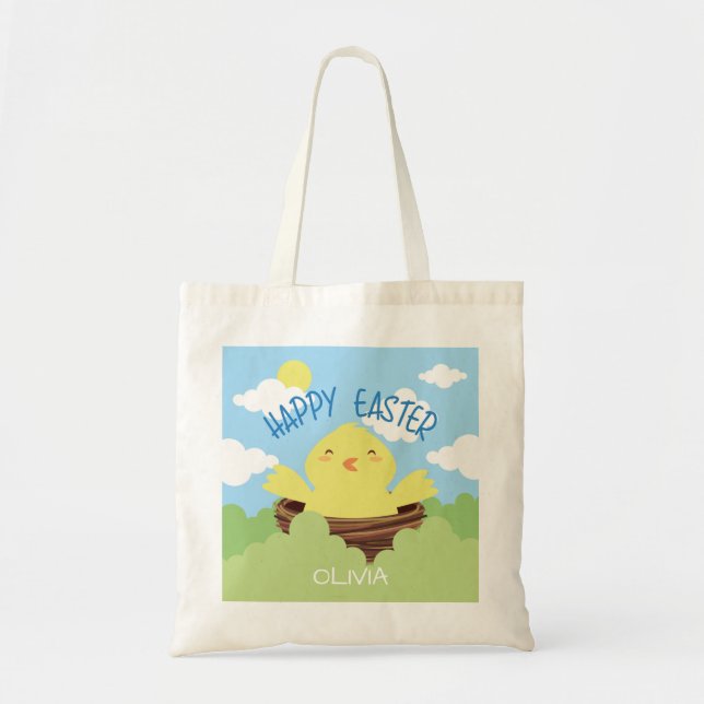 Personalisierter Name des Happy Easter Chick | Url Tragetasche (Vorne)