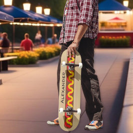 Personalisierter Name des heißen Hundes Skateboard