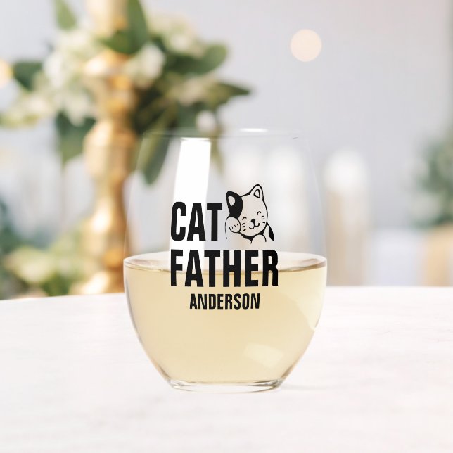 Personalisierter Name des Katzen Weinglas Ohne Stiel (Insitu (Hochzeit))