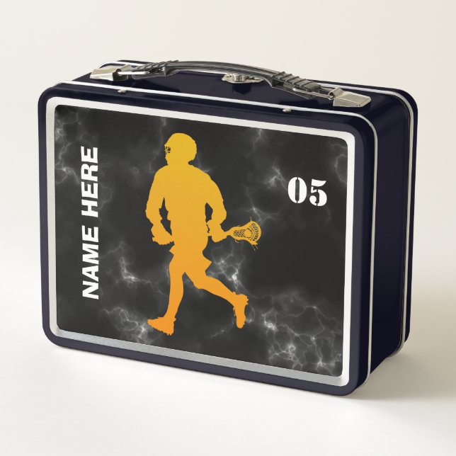 Personalisierter Name des Lacrosse Players Metall Brotdose (Rückseite)