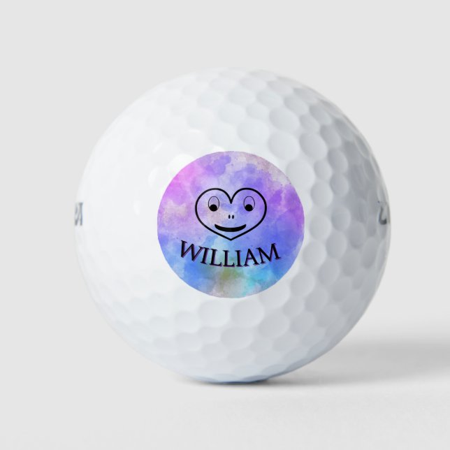 Personalisierter Name des lustigen Herzens, einzig Golfball (Vorderseite)