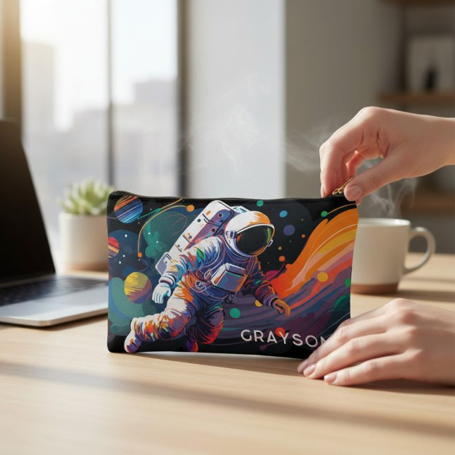 Personalisierter Name des modernen Astronauten Zubehörtasche (Von Creator hochgeladen)