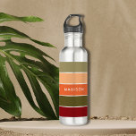 Personalisierter Name des modernen Farbgebläses Edelstahlflasche<br><div class="desc">Dieses farbenprächtige und moderne Design weist ein Farbblockmuster in Bordeaux,  Grün,  Orange und Taupe auf,  mit Ihrem personalisierten Namen #waterbottles #Trinkbehälter #personalized gifts</div>