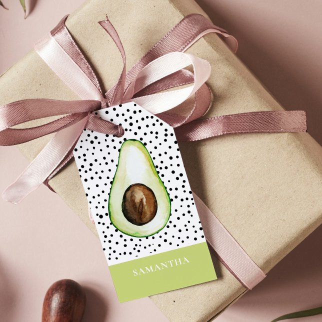 Personalisierter Name des modernen grünen Avocado Geschenkanhänger (Von Creator hochgeladen)