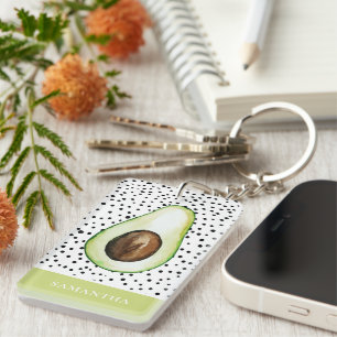Personalisierter Name des modernen grünen Avocado Schlüsselanhänger