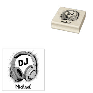 Personalisierter Name des modernen Music DJ Headph Gummistempel