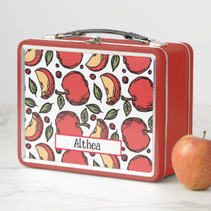 Personalisierter Name des modernen Red Apple Muste Metall Brotdose