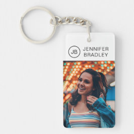 Personalisierter Name des Monogram-Fotos Schlüsselanhänger