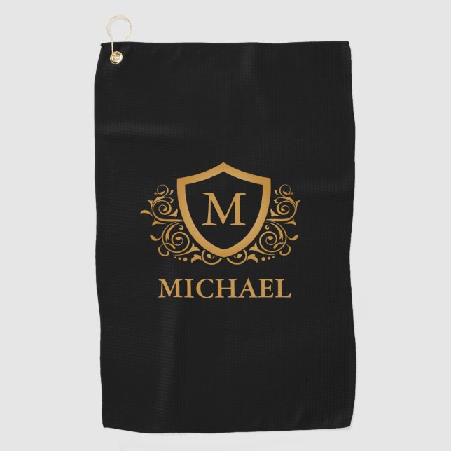 Personalisierter Name des Monogramms Golfhandtuch (Vorderseite)