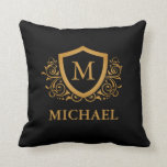 Personalisierter Name des Monogramms Kissen<br><div class="desc">Schwarz und Gold Personalisiert Stylish Monogram Name. Für weitere Anpassungen klicken Sie bitte auf die Schaltfläche "Anpassen" und verwenden Sie unser Designwerkzeug,  um diese Vorlage zu ändern.</div>