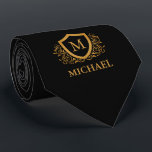 Personalisierter Name des Monogramms Krawatte<br><div class="desc">Schwarz und Gold Personalisiert Stylish Monogram Name. Für weitere Anpassungen klicken Sie bitte auf die Schaltfläche "Anpassen" und verwenden Sie unser Designwerkzeug,  um diese Vorlage zu ändern.</div>