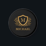 Personalisierter Name des Monogramms Magnet<br><div class="desc">Schwarz und Gold Personalisiert Stylish Monogram Name. Für weitere Anpassungen klicken Sie bitte auf die Schaltfläche "Anpassen" und verwenden Sie unser Designwerkzeug,  um diese Vorlage zu ändern.</div>