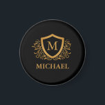 Personalisierter Name des Monogramms Magnet<br><div class="desc">Schwarz und Gold Personalisiert Stylish Monogram Name. Für weitere Anpassungen klicken Sie bitte auf die Schaltfläche "Anpassen" und verwenden Sie unser Designwerkzeug,  um diese Vorlage zu ändern.</div>