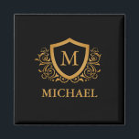 Personalisierter Name des Monogramms Magnet<br><div class="desc">Schwarz und Gold Personalisiert Stylish Monogram Name. Für weitere Anpassungen klicken Sie bitte auf die Schaltfläche "Anpassen" und verwenden Sie unser Designwerkzeug,  um diese Vorlage zu ändern.</div>