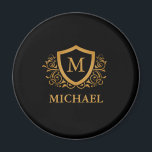 Personalisierter Name des Monogramms Magnet<br><div class="desc">Schwarz und Gold Personalisiert Stylish Monogram Name. Für weitere Anpassungen klicken Sie bitte auf die Schaltfläche "Anpassen" und verwenden Sie unser Designwerkzeug,  um diese Vorlage zu ändern.</div>