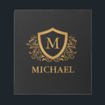 Personalisierter Name des Monogramms Notizblock<br><div class="desc">Schwarz und Gold Personalisiert Stylish Monogram Name. Für weitere Anpassungen klicken Sie bitte auf die Schaltfläche "Anpassen" und verwenden Sie unser Designwerkzeug,  um diese Vorlage zu ändern.</div>