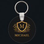 Personalisierter Name des Monogramms Schlüsselanhänger<br><div class="desc">Schwarz und Gold Personalisiert Stylish Monogram Name. Für weitere Anpassungen klicken Sie bitte auf die Schaltfläche "Anpassen" und verwenden Sie unser Designwerkzeug,  um diese Vorlage zu ändern.</div>