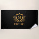 Personalisierter Name des Monogramms Strandtuch<br><div class="desc">Schwarz und Gold Personalisiert Stylish Monogram Name. Für weitere Anpassungen klicken Sie bitte auf die Schaltfläche "Anpassen" und verwenden Sie unser Designwerkzeug,  um diese Vorlage zu ändern.</div>