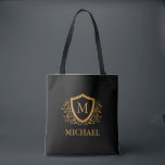 Personalisierter Name des Monogramms Tasche<br><div class="desc">Schwarz und Gold Personalisiert Stylish Monogram Name. Für weitere Anpassungen klicken Sie bitte auf die Schaltfläche "Anpassen" und verwenden Sie unser Designwerkzeug, um diese Vorlage zu ändern.</div>