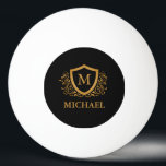 Personalisierter Name des Monogramms Tischtennisball<br><div class="desc">Schwarz und Gold Personalisiert Stylish Monogram Name. Für weitere Anpassungen klicken Sie bitte auf die Schaltfläche "Anpassen" und verwenden Sie unser Designwerkzeug,  um diese Vorlage zu ändern.</div>