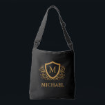 Personalisierter Name des Monogramms Tragetaschen Mit Langen Trägern<br><div class="desc">Schwarz und Gold Personalisiert Stylish Monogram Name. Für weitere Anpassungen klicken Sie bitte auf die Schaltfläche "Anpassen" und verwenden Sie unser Designwerkzeug, um diese Vorlage zu ändern.</div>