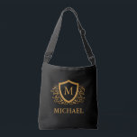 Personalisierter Name des Monogramms Tragetaschen Mit Langen Trägern<br><div class="desc">Schwarz und Gold Personalisiert Stylish Monogram Name. Für weitere Anpassungen klicken Sie bitte auf die Schaltfläche "Anpassen" und verwenden Sie unser Designwerkzeug,  um diese Vorlage zu ändern.</div>