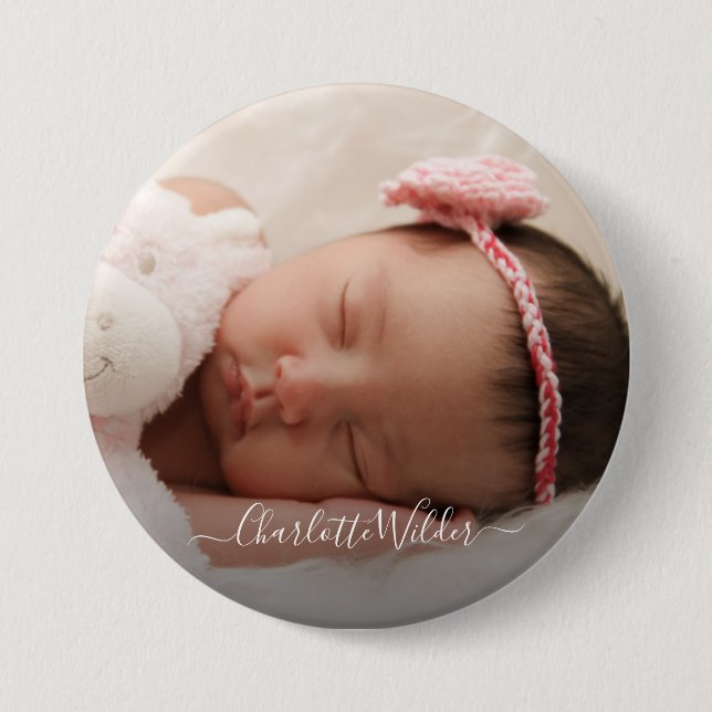 Personalisierter Name des Neugeborenen-Fotos Button (Vorderseite)