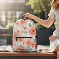 Personalisierter Name des Peach Watercolor Floral 