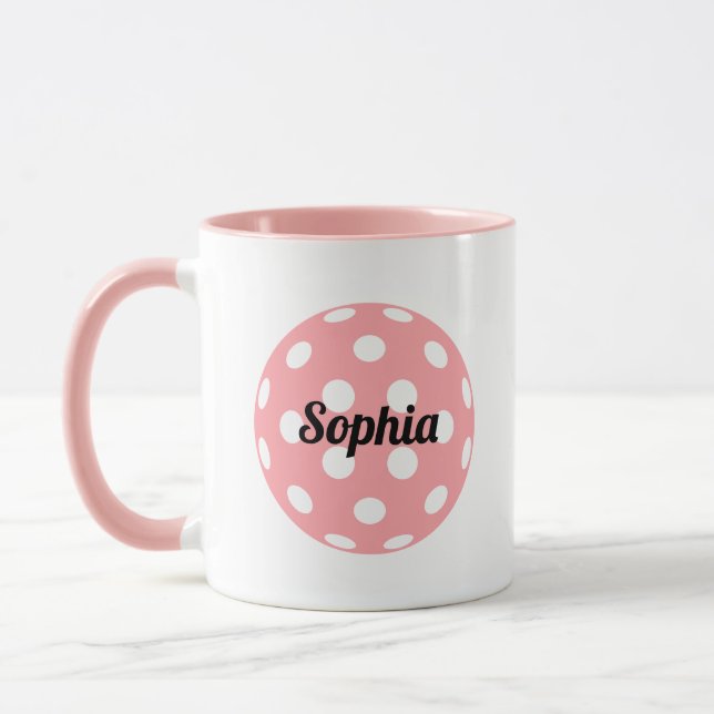 Personalisierter Name des Pickleball-Balls Rosa Tasse (Links)