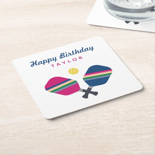 Personalisierter Name des Pickleball-Party Rechteckiger Pappuntersetzer (angewinkelt)