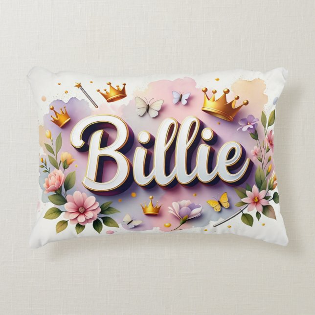 Personalisierter Name des Princess Floral Dekokissen (Vorderseite)