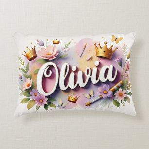 Personalisierter Name des Princess Floral Dekokissen