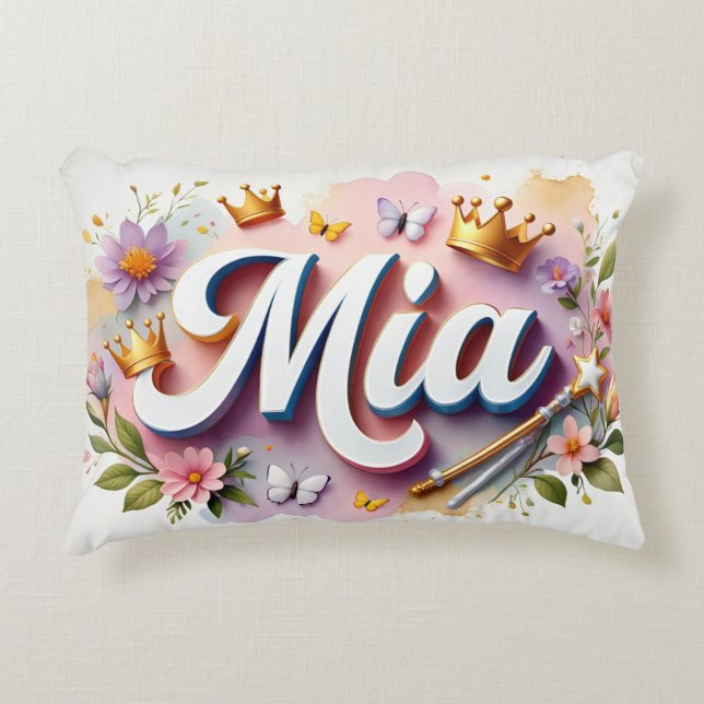 Personalisierter Name des Princess Floral Dekokissen (Vorderseite)