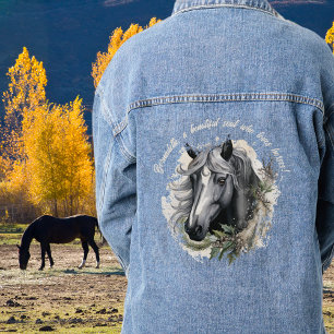 Personalisierter Name des Reitpferdes mit Text Jeansjacke