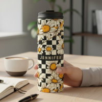 Personalisierter Name des Retro Groovy Daisy Check