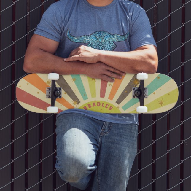 Personalisierter Name des Retro-Stars für farbenfr Skateboard (Außenbereich 3)
