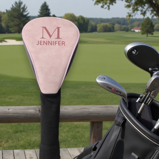 Personalisierter Name des rosa Texturledermonogram Golf Headcover (Von Creator hochgeladen)