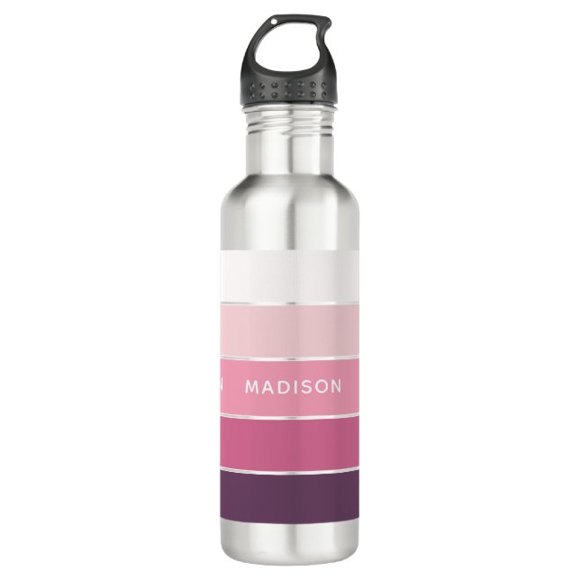 Personalisierter Name des rosa Zuckergusses Edelstahlflasche (Vorderseite)