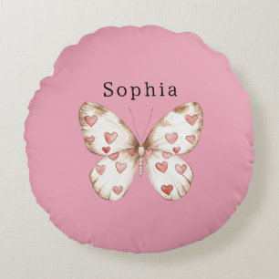 Personalisierter Name des Schmetterlings Rundes Kissen