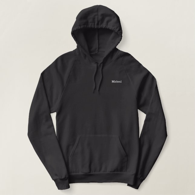  Personalisierter Name des Schwarz-Grau-Monogramms Bestickter Hoodie (Design vorne)