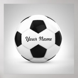 Personalisierter Name des Schwarz-Weiß-Fußball-Bal Poster